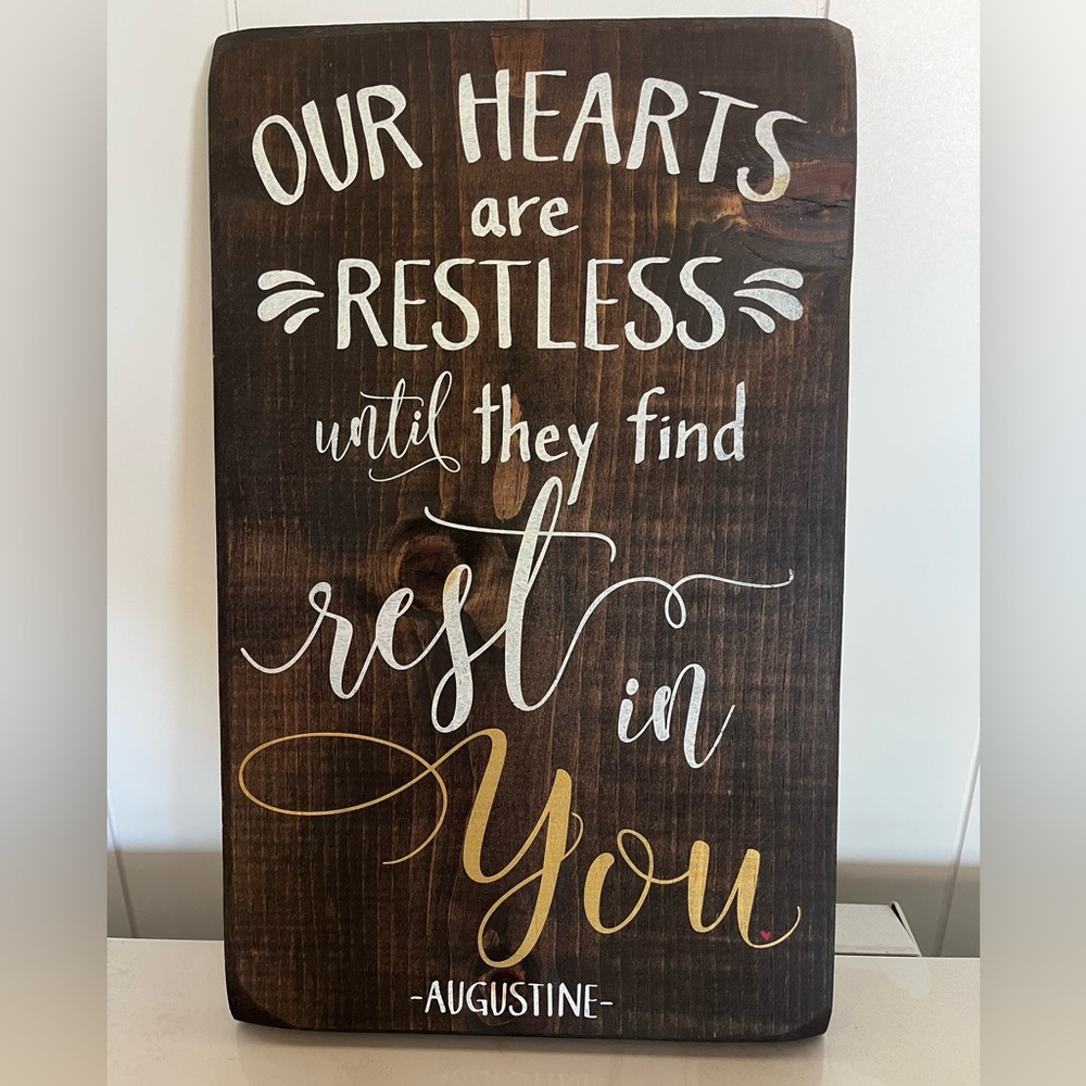 Rustic Jelly Bird Signs Brown and Gold Wall Decor Artwork, Augustine Quote